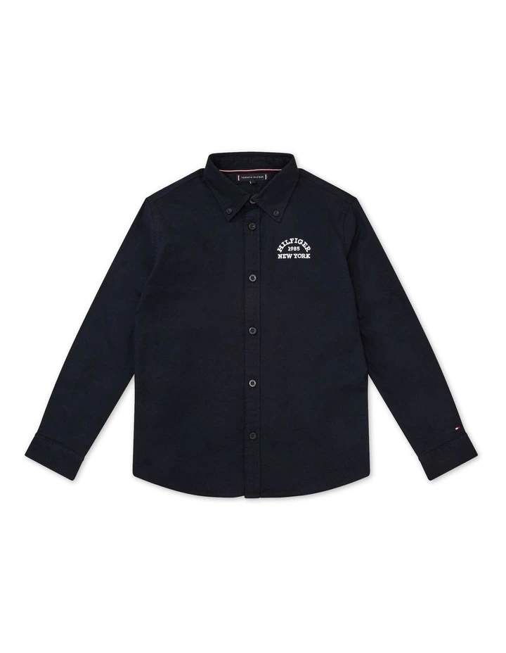 Boys 3-7 Varsity Logo Embroidery Oxford Shirt in Blue