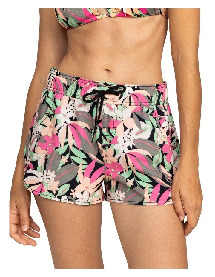 Wave Printed 2 Board Shorts in Anthracite Palm Songs
