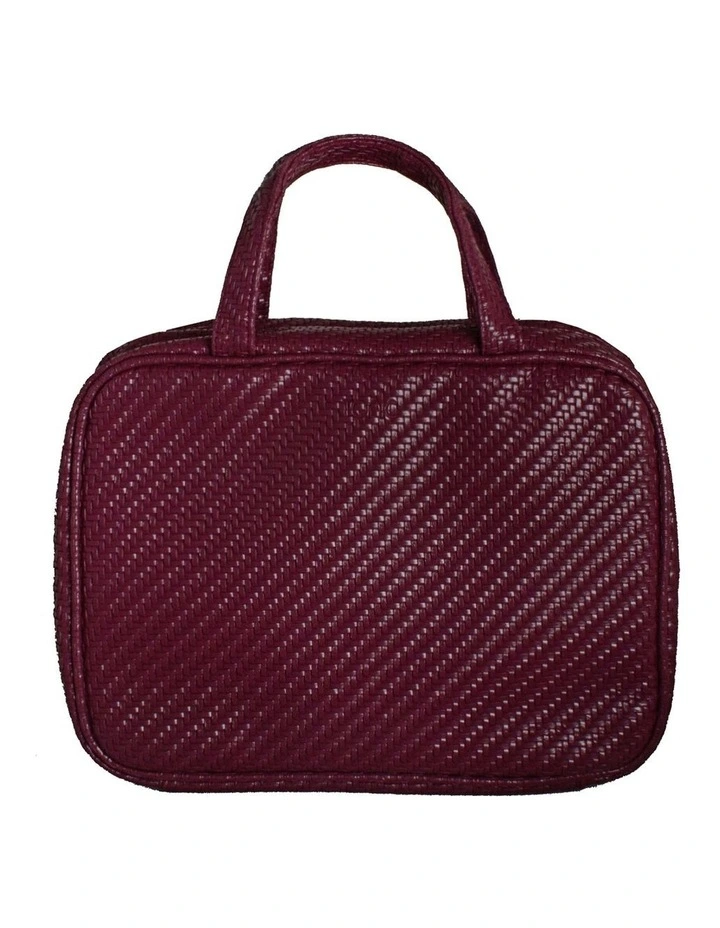 Herringbone Hanging Cosmetic Bag Plum