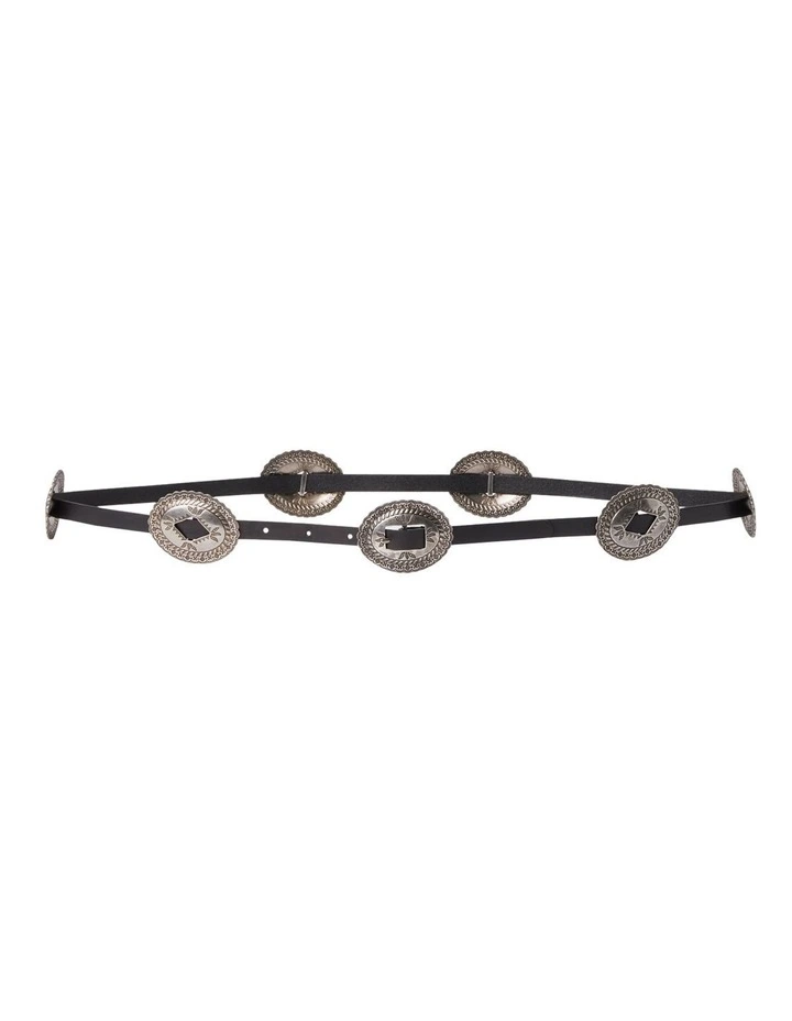 Leather Concho Black Skinny Belt