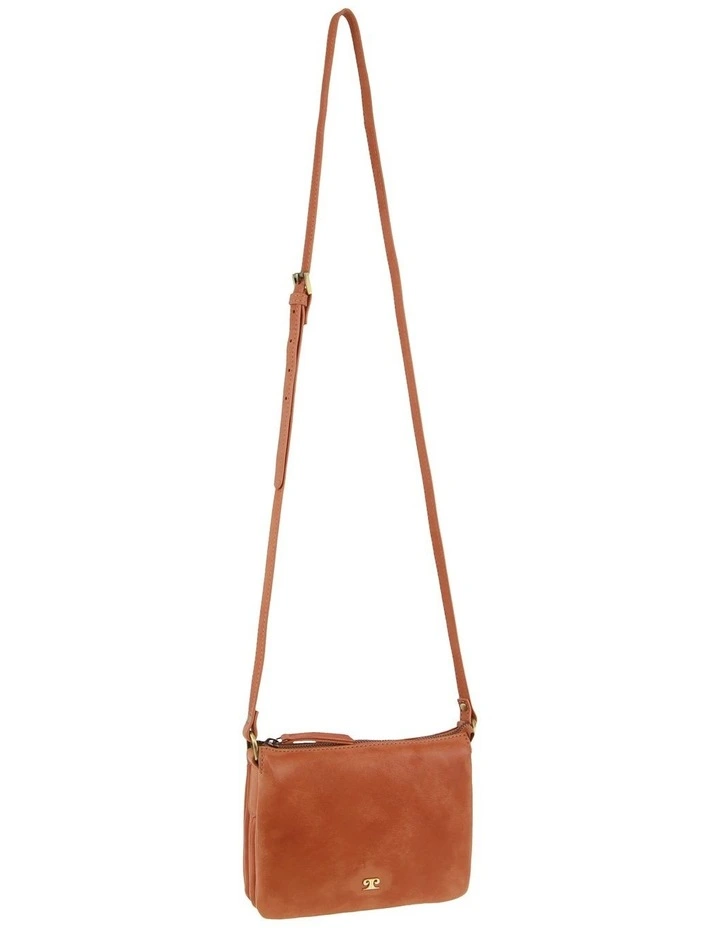 Leather Sleek Crossbody Bag in Apricot