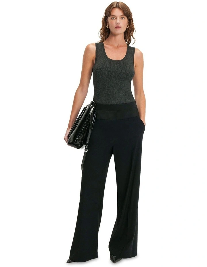 Scoop Neck Ribbed Tank in Charcoal Melange