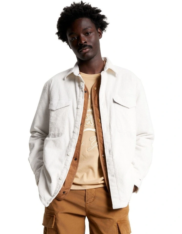 Corduroy Solid Overshirt in White