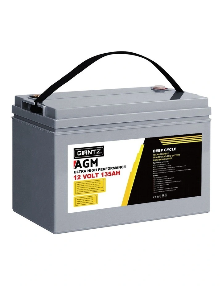 AGM Deep Cycle 12V 135Ah Box Portable Solar Caravan Camping Battery