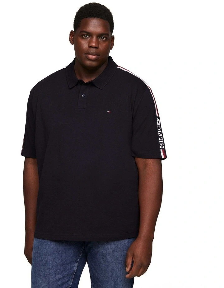 Big and Tall Global Stripe Monotype Polo Shirt in Navy
