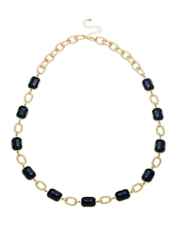 Square Link Necklace in Black