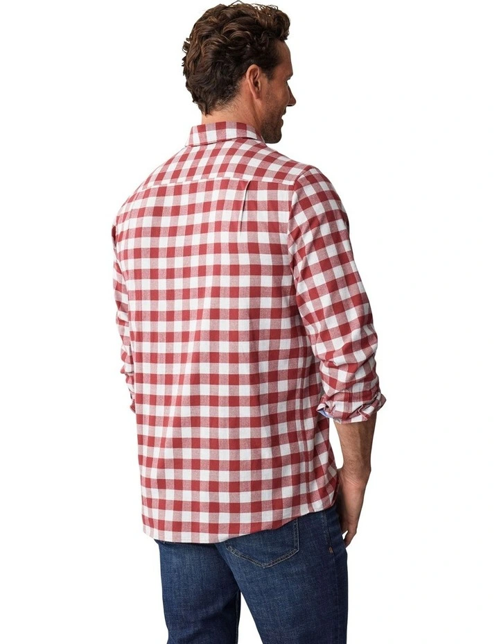 Brushed Box Twill Check Long Sleeve Shirt in Red