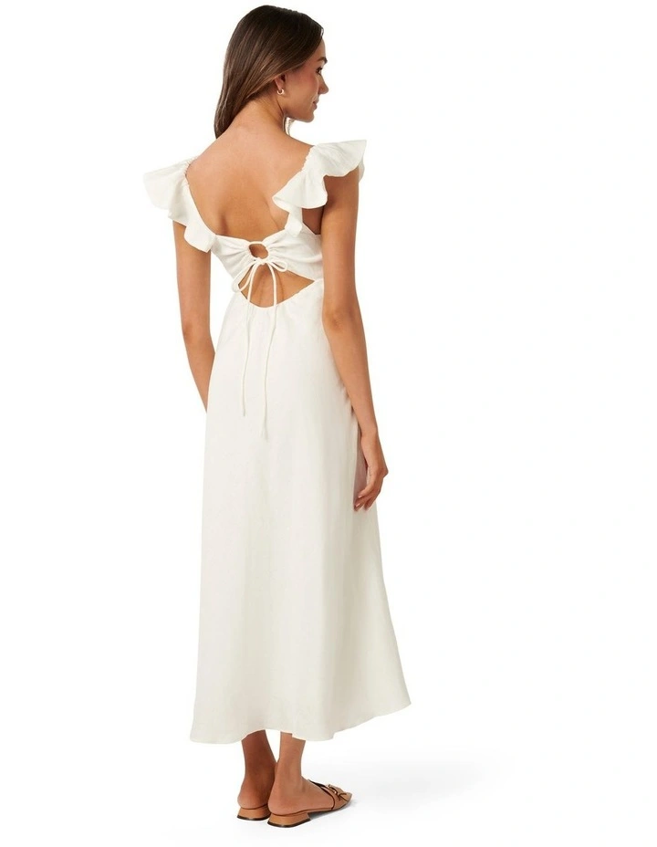 Jessica Flutter Sleeve Midi Dress in White