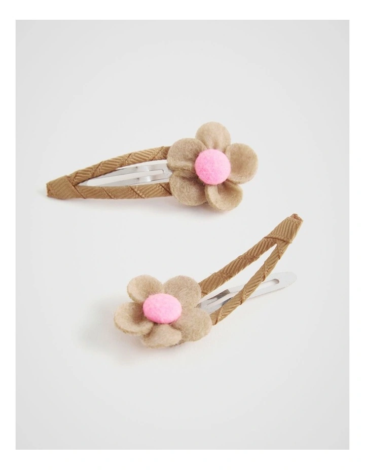 Flower Felt Snaps in Caramel