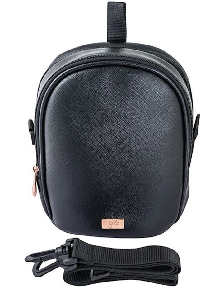 Vegan Leather Bottle and Food Bag in Black