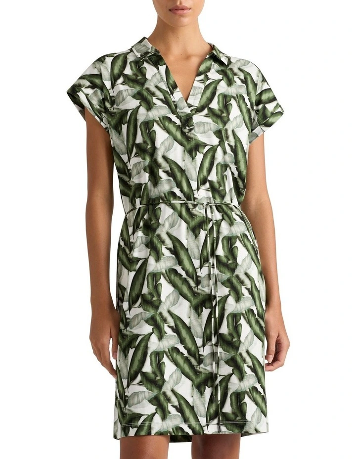 Morella Cotton Jersey Dress in Leaf Multi