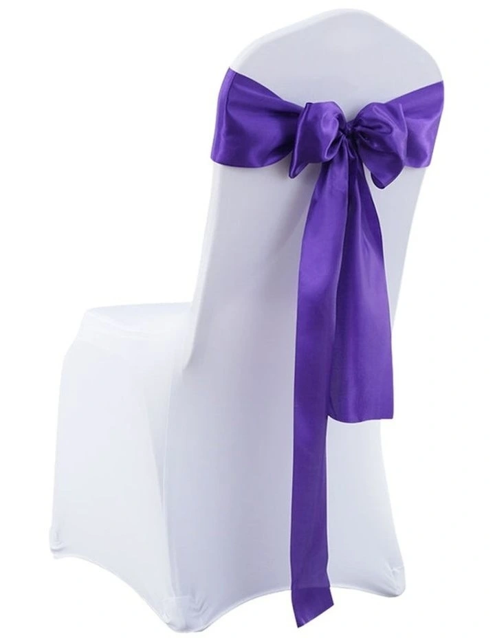 Satin Chair Sashes Fabric Covers Decoration x20 in Purple
