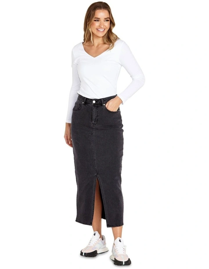 Emerald Denim Maxi Skirt in Blue