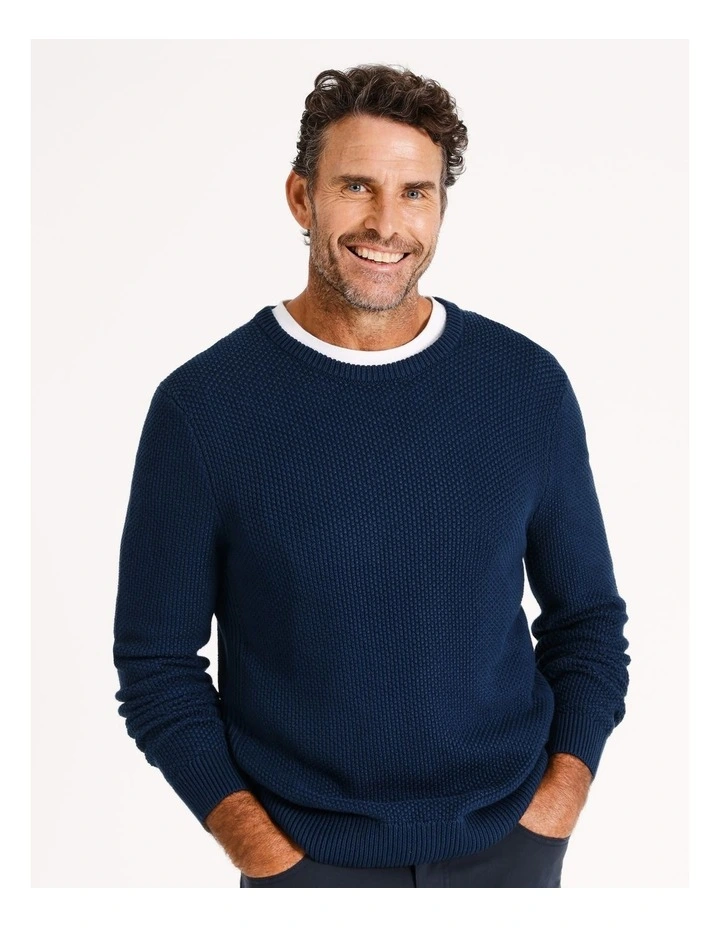 Knox Textured Crew Knit in Cobalt