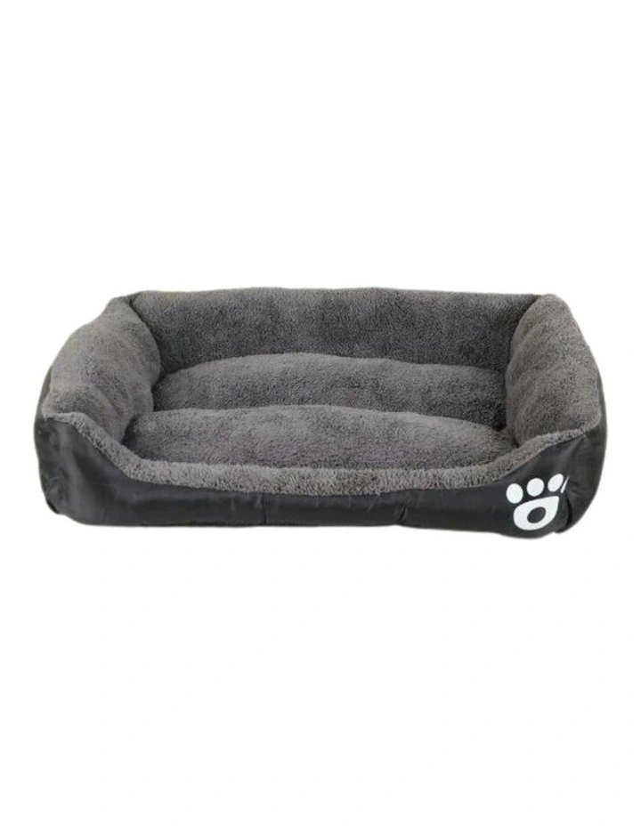 Soft Plush Square Non-Slip Base Pet Bed L Size in Grey