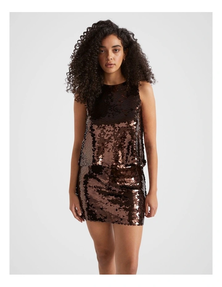 Sequin Crop Top in Deep Raisin
