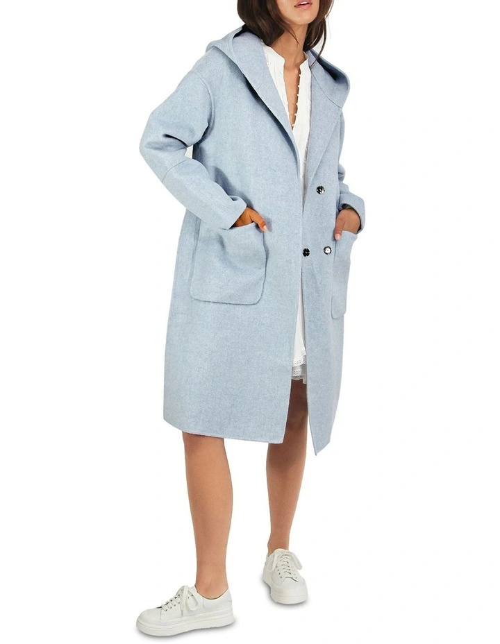 Walk This Way Wool Blend Oversized Coat in Light Blue