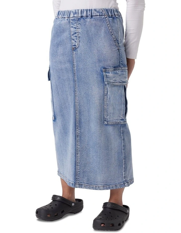 Denim Cargo Skirt in Blue