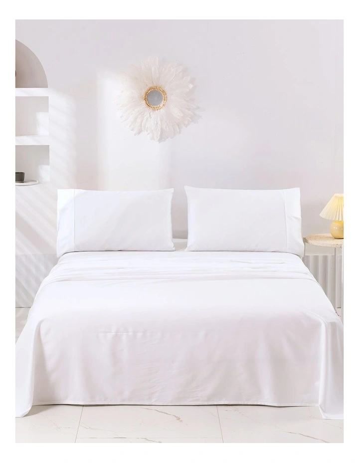 Bamboo Cotton Blend Sateen Sheet Set in White