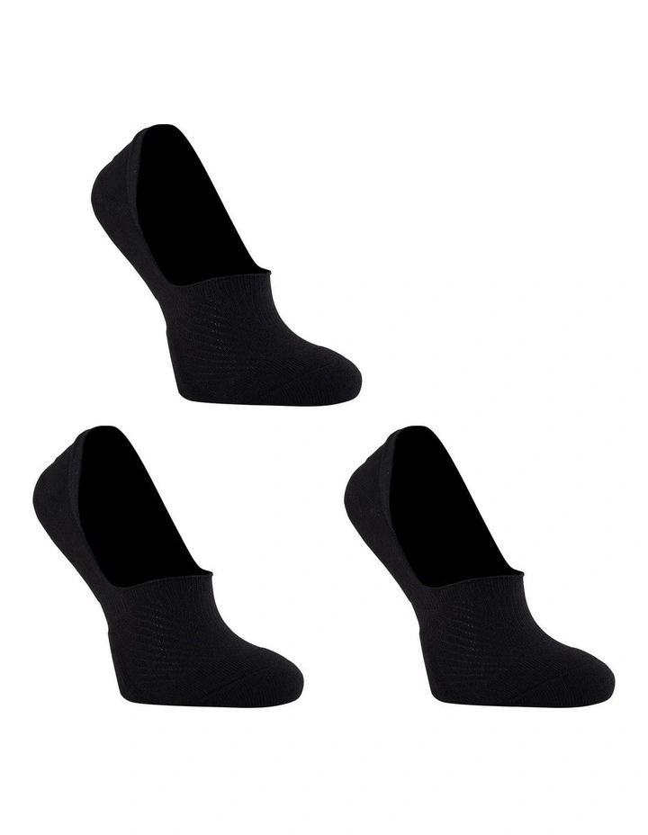 Rexy Cushion No Show Ankle Socks 3 Pack in Black