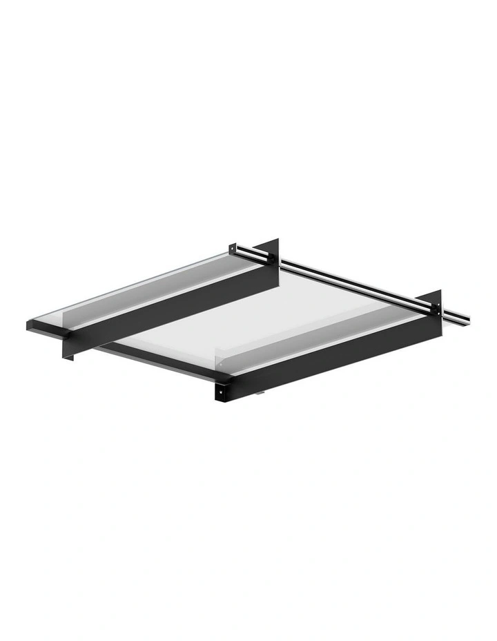 Awning Canopy Flat Transparent Sheet Metal Frame 1mx1m in Black