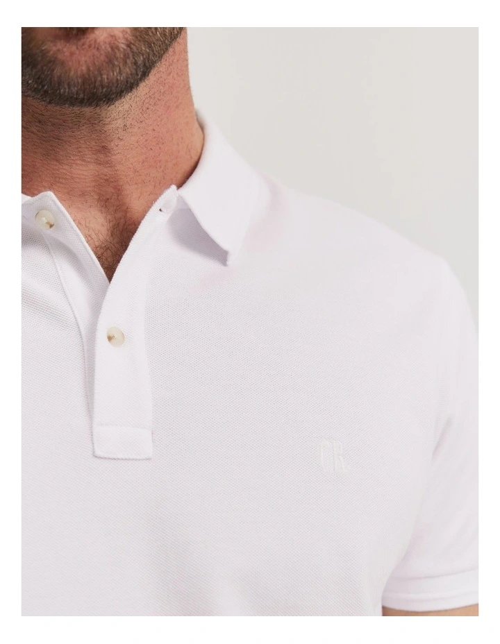 Verified Australian Cotton Pique Polo in White