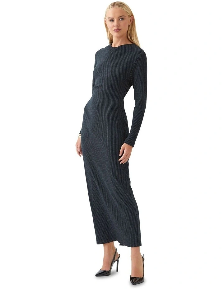 Hartley Pinstripe Knit Dress in Navy