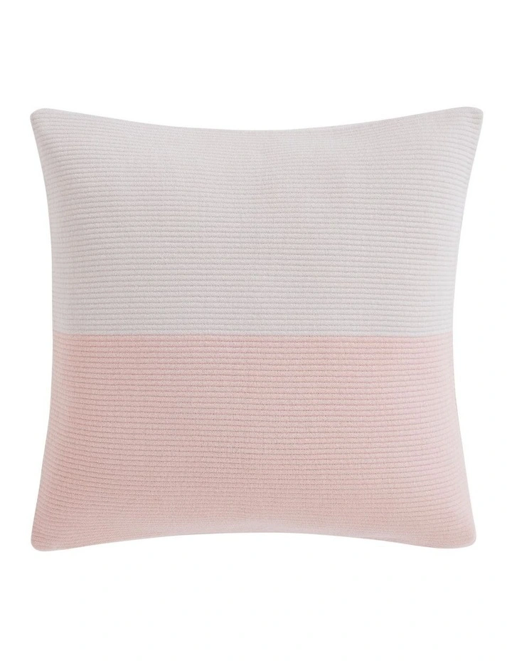 Colourblock Rib Logo Cushion in Pale Pink/White