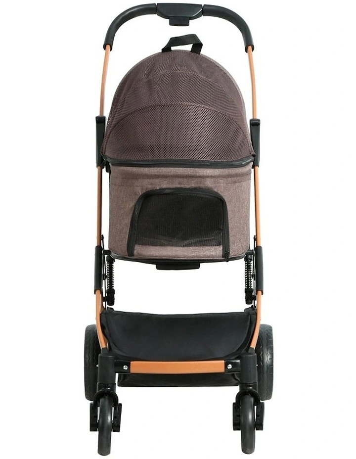 Large Foldable Pet Stroller in Brown
