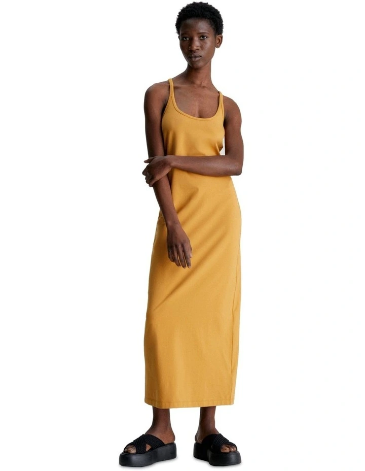 Smooth Cotton Stretch Slip Dress in Vintage Gold