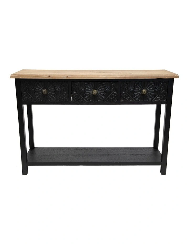 Moulded 3-Drawer Console Table in Black