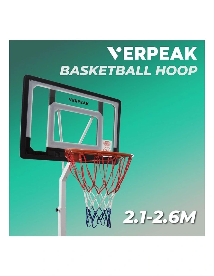 Basketball Hoop Stand Ring Adjustable Height 2.1M-2.6M in Black