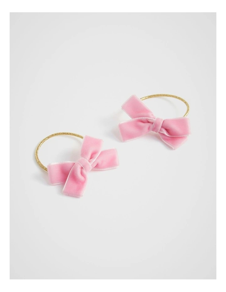 Velvet Bow Elastics in Candy Pink