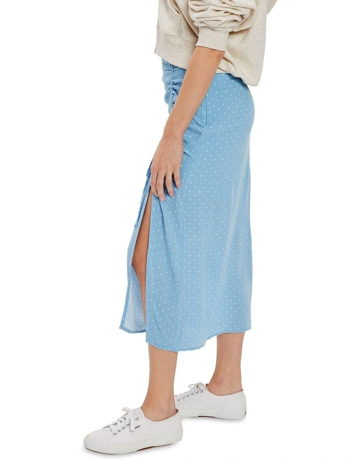 Floral Slip Midi Skirt in Blue
