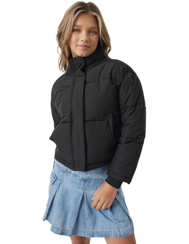 Cropped Puffer Jacket in Black