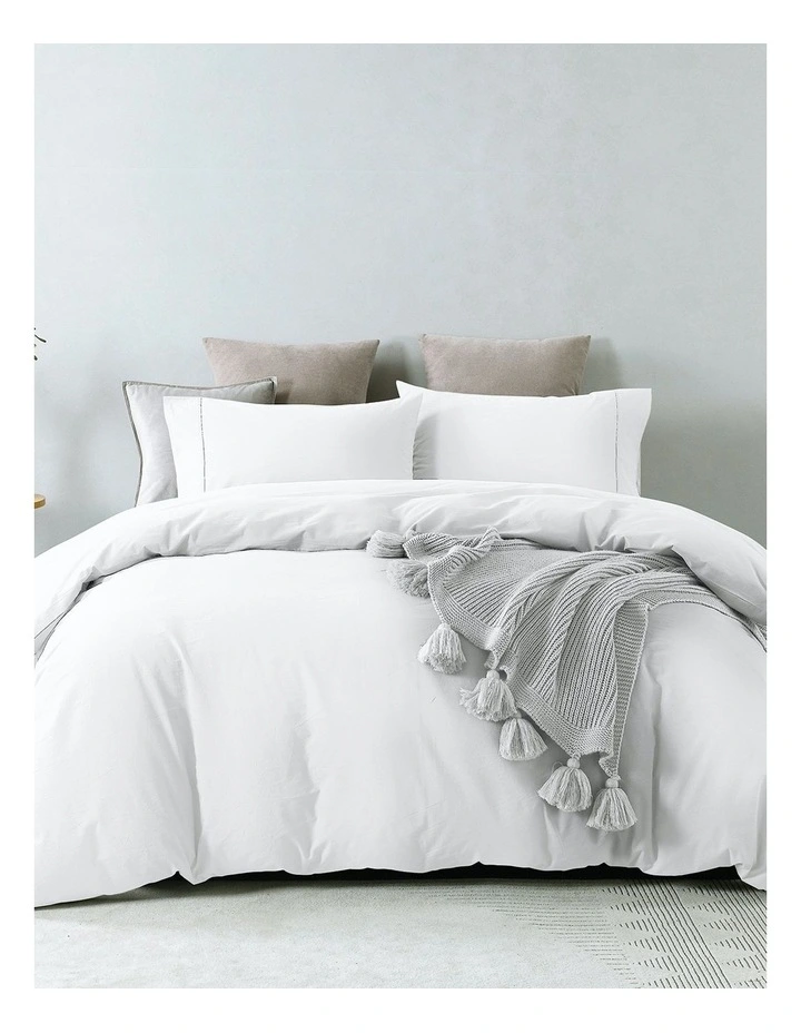 Vintage Washed Cotton Single Quilt Cover Set in White
