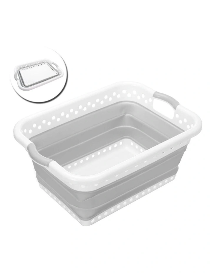 45L Collapsibe Laundry Basket Clothes Hamper/Storage Organiser Grey