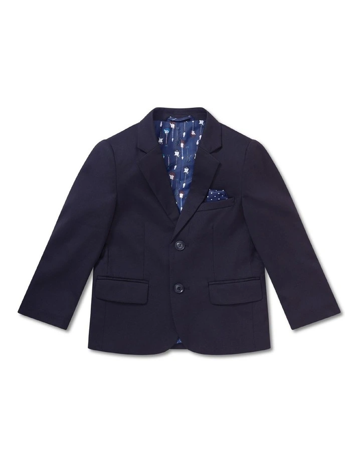 Junior Fit Plain Stretch Twill Suit Jacket in Ink