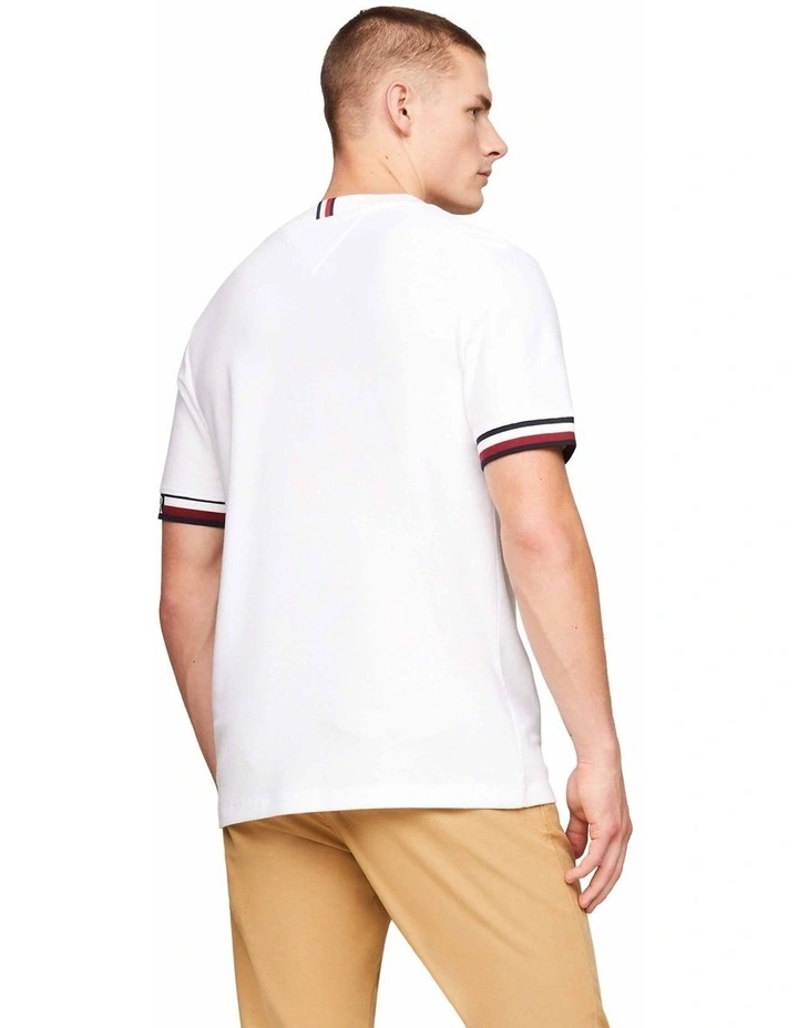Monotype Bold Global Stripe Tipping Tee in White