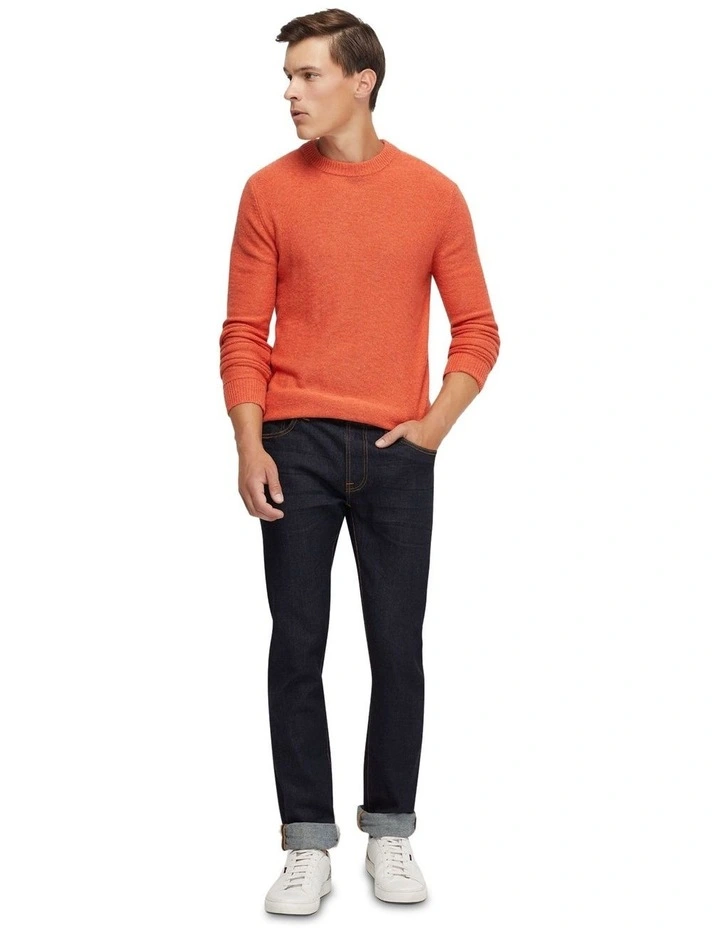 Leon Crew Neck Wool Rich Knit in Orange