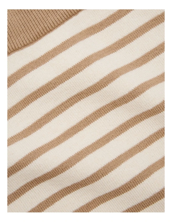 Organically Grown Cotton Blend Knit Pant in Camel Stripe
