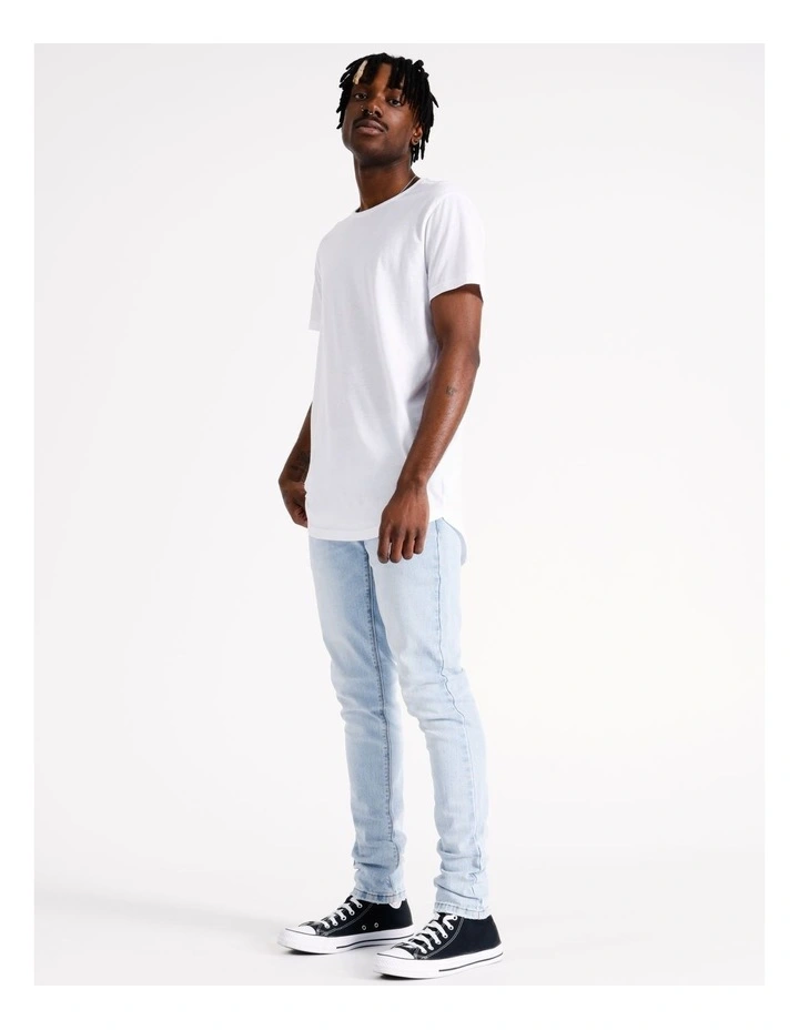 Hadspen Drop Shoulder Curved Tee in White