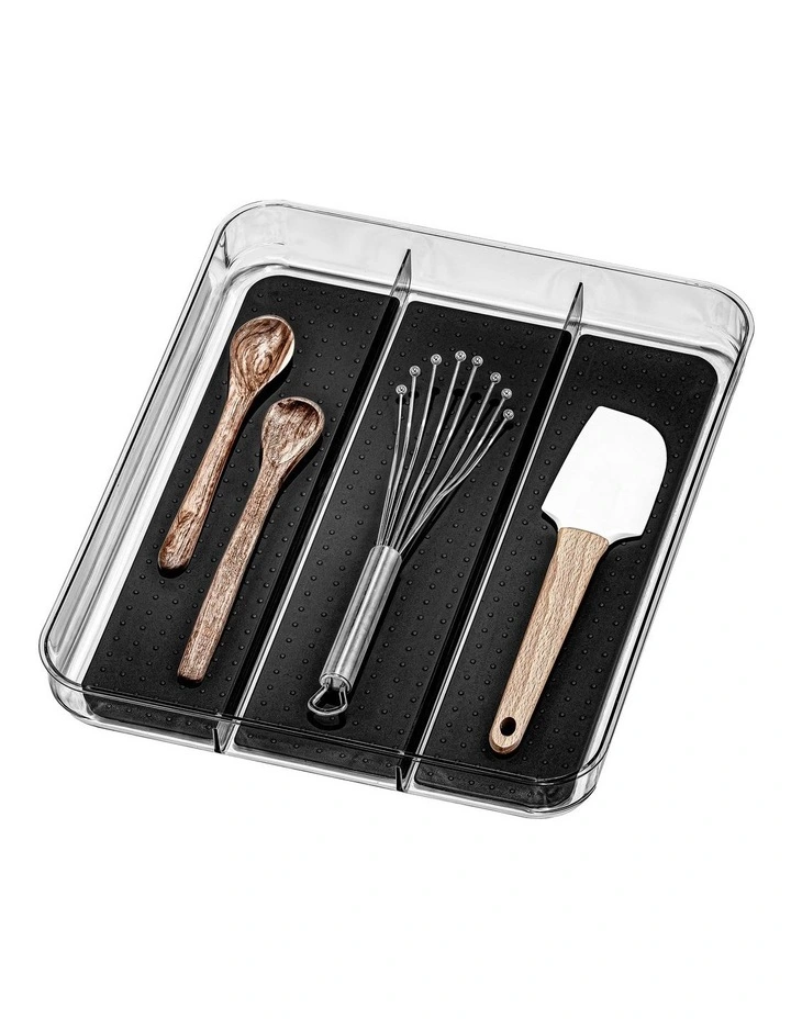 Clear Soft Grip Utensil Tray in Carbon