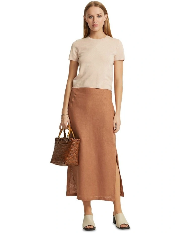 Olivia Crop Knit Top in Shell