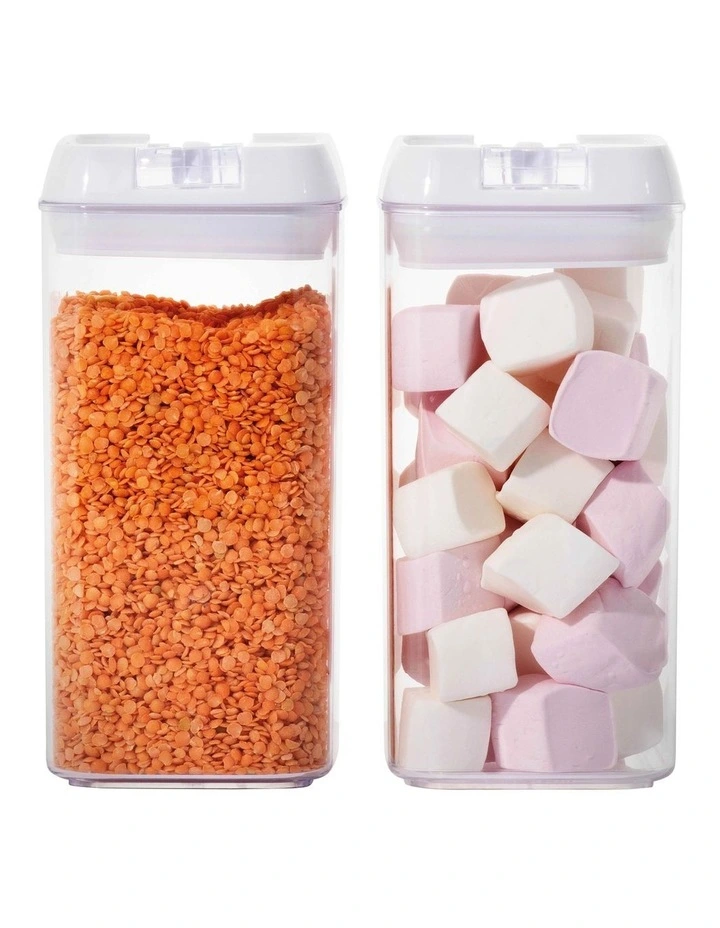 Airtight Food Canister 1200ml Set of 2 in White