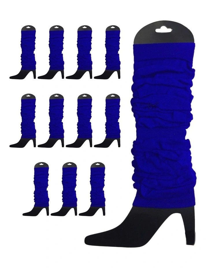 Knitted Leg Warmers 12-Pack in Royal Blue