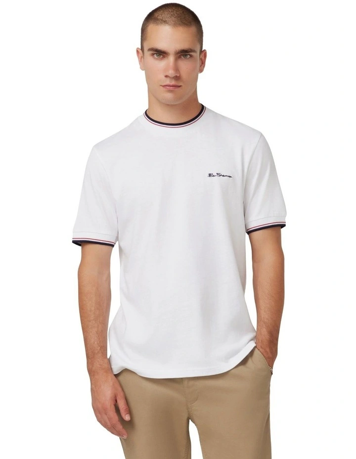 Signature Tipped Tee in White
