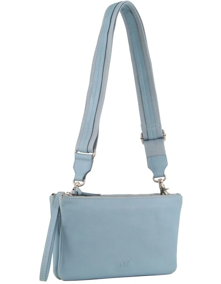 Leather Cross-Body Bag in Light Blue