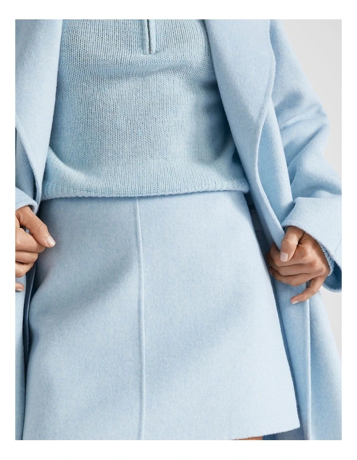 Wool Blend Mini Skirt in Capri Marle