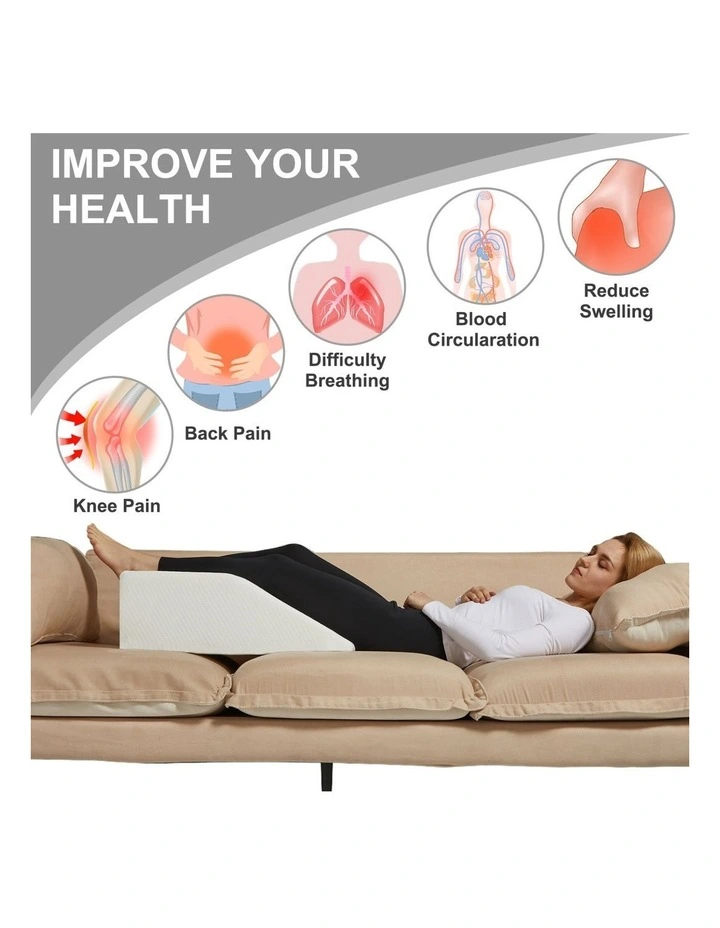 Memory Foam Bed Wedge Leg Support Elevation Pillow in White